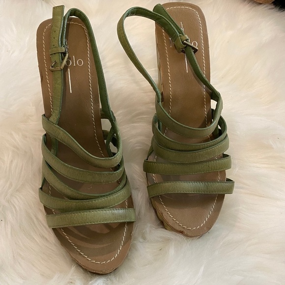 Linea Paolo Bamboo Wedges. Green/Brown. Sz 8 - Picture 2 of 8